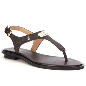 NEW Michael Kors MK Plate Thong Leather Sandals